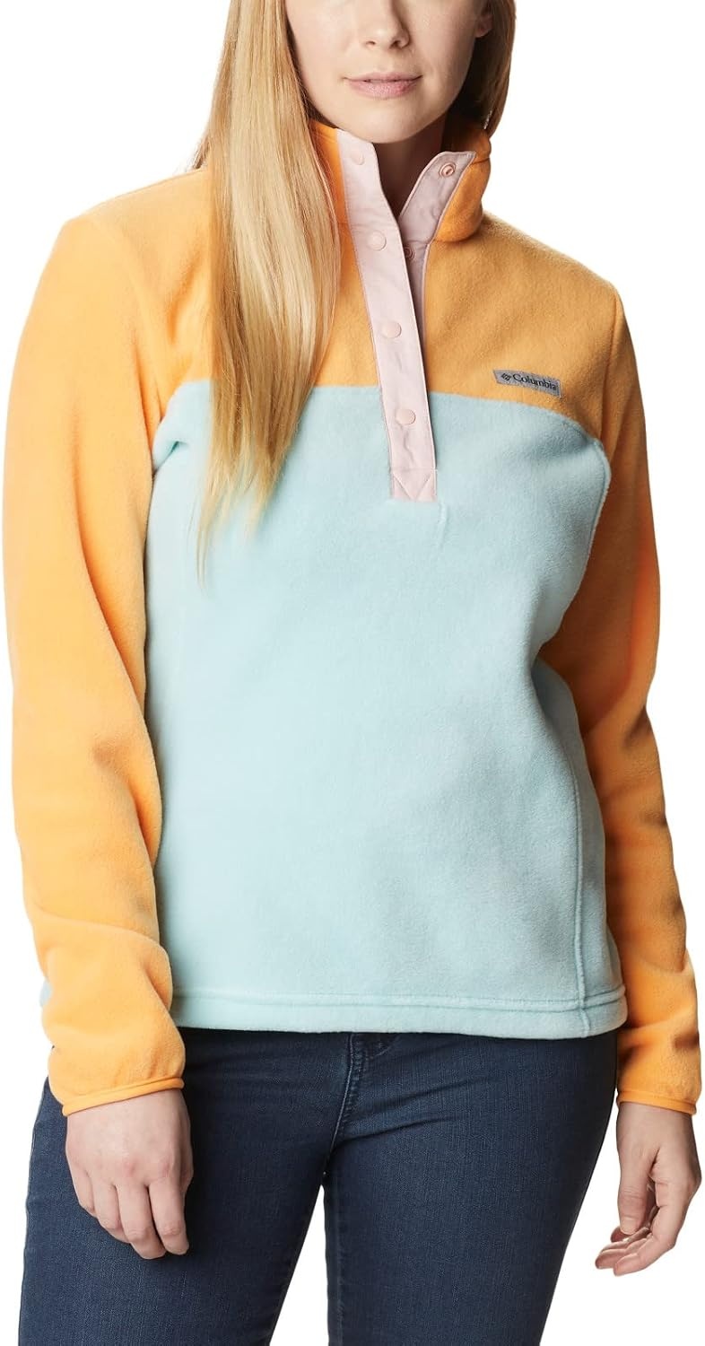 image:imageColumbia Benton Springs 12 Snap Pull Over II Fleece Pullover fr DamenAqua Haze Sunset Peach Dusty Pink