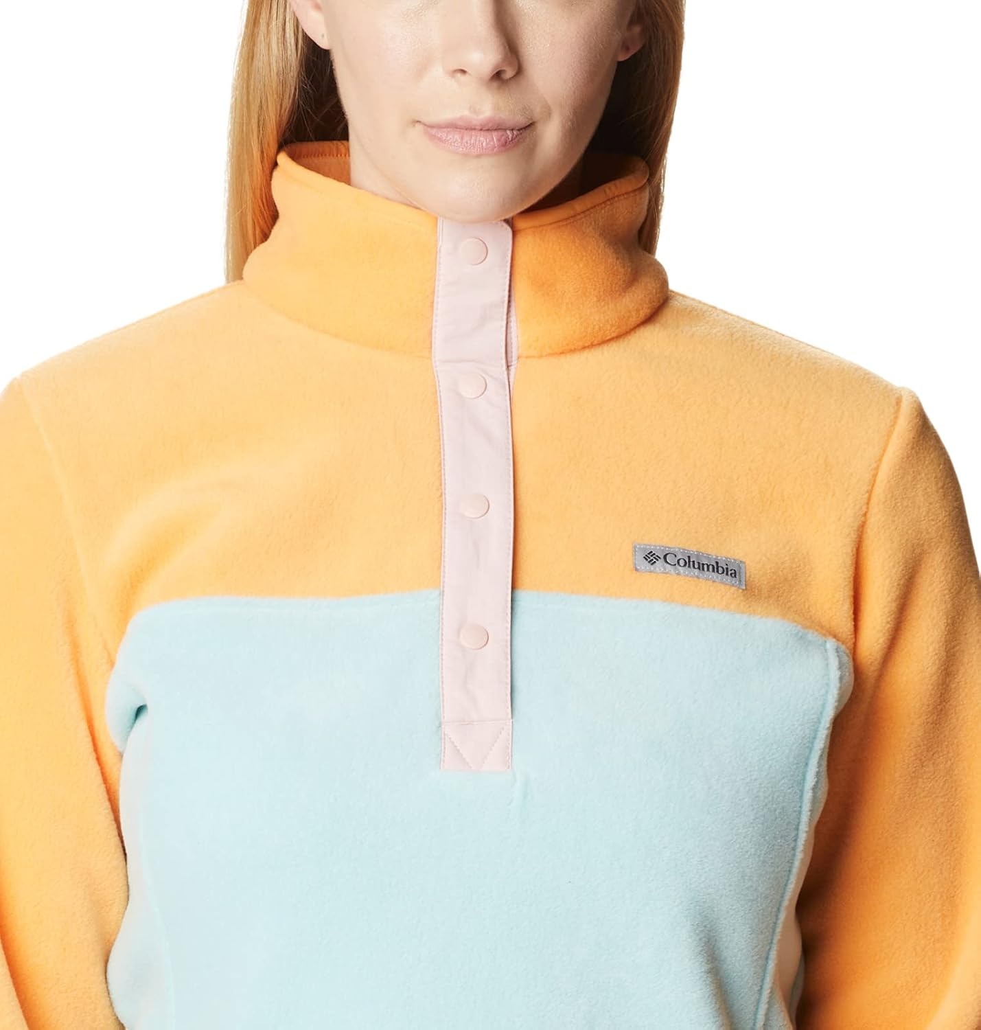 image:imageColumbia Benton Springs 12 Snap Pull Over II Fleece Pullover fr DamenAqua Haze Sunset Peach Dusty Pink