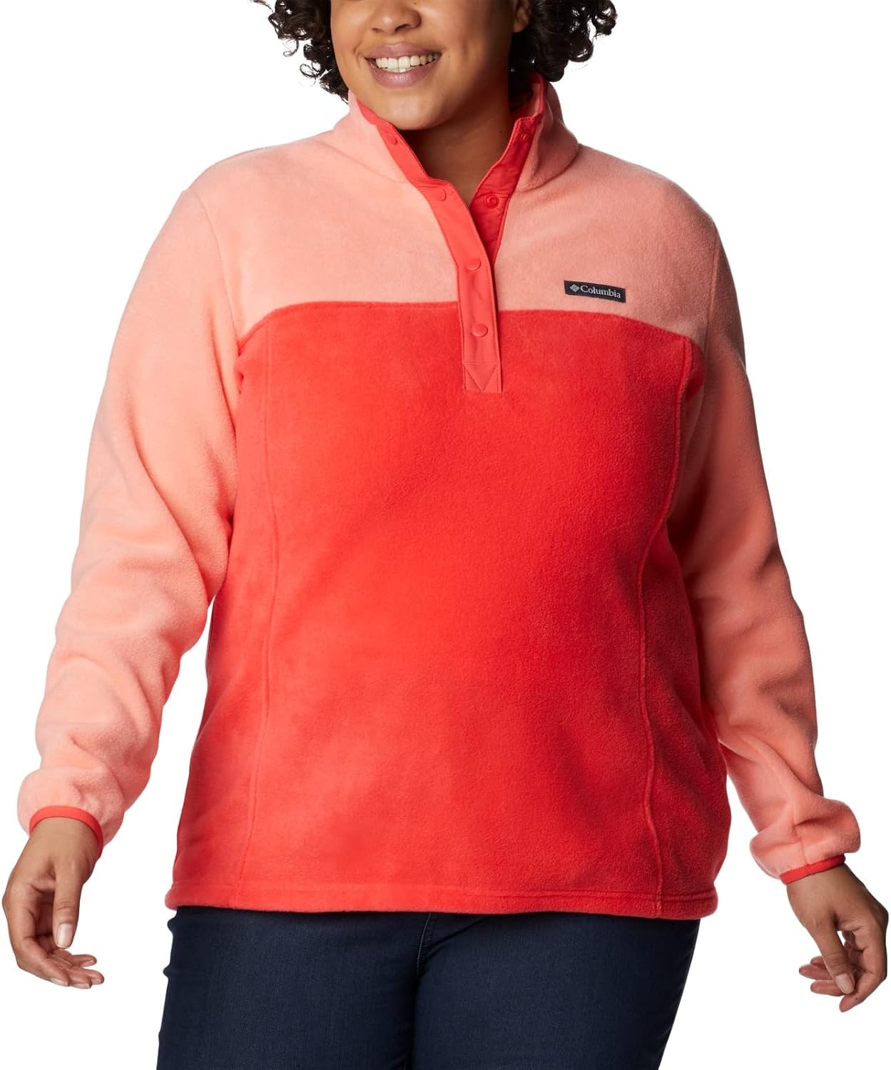 image:imageColumbia Benton Springs 12 Snap Pull Over II Fleece Pullover fr DamenRed Hibiscus Coral Reef