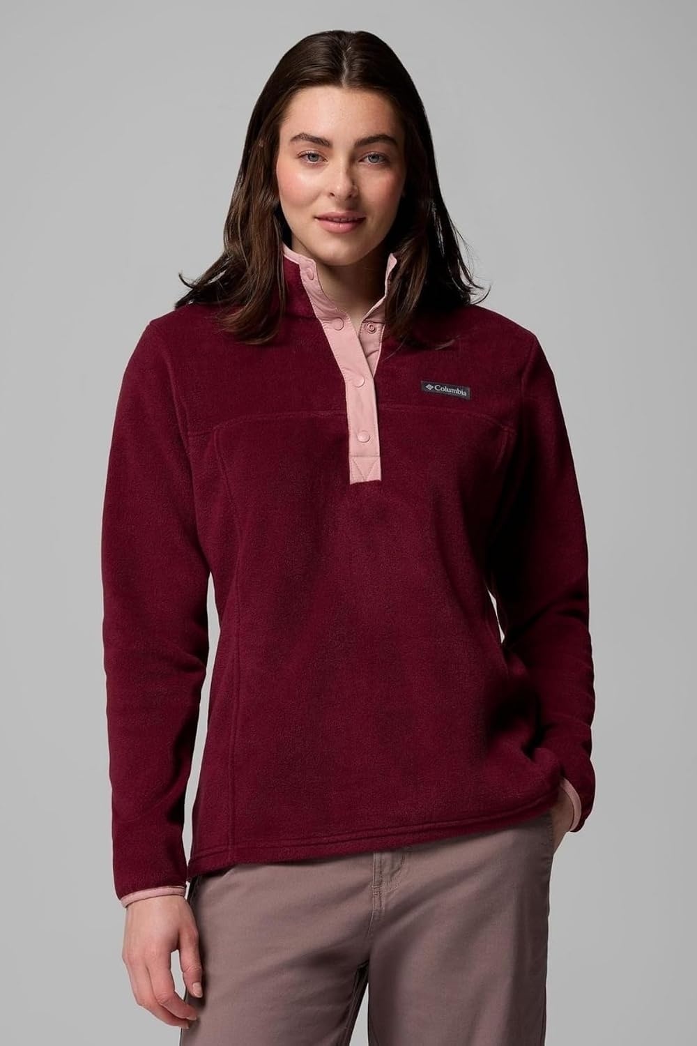 image:imageColumbia Benton Springs 12 Snap Pull Over II Fleece Pullover fr DamenRich WineEraser Pink
