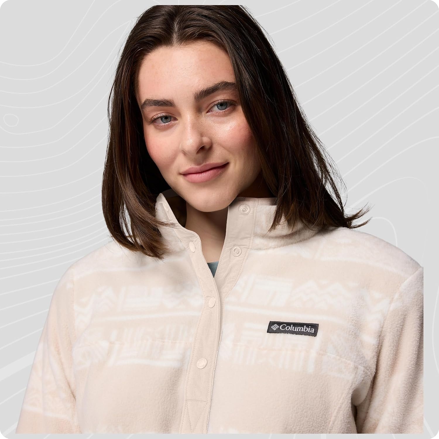 image:imageColumbia Damen Benton Springs Printed 12 Snap Fleece Sweaters 1er PackDark Stone Deschutes Days