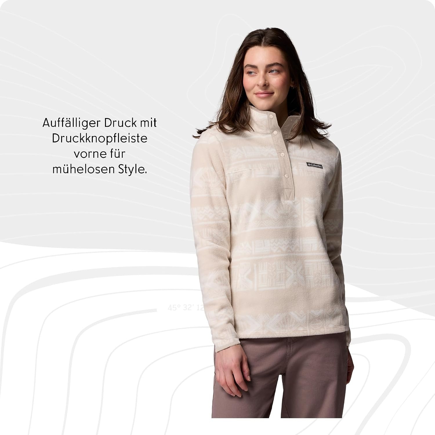 image:imageColumbia Damen Benton Springs Printed 12 Snap Fleece Sweaters 1er PackDark Stone Deschutes Days