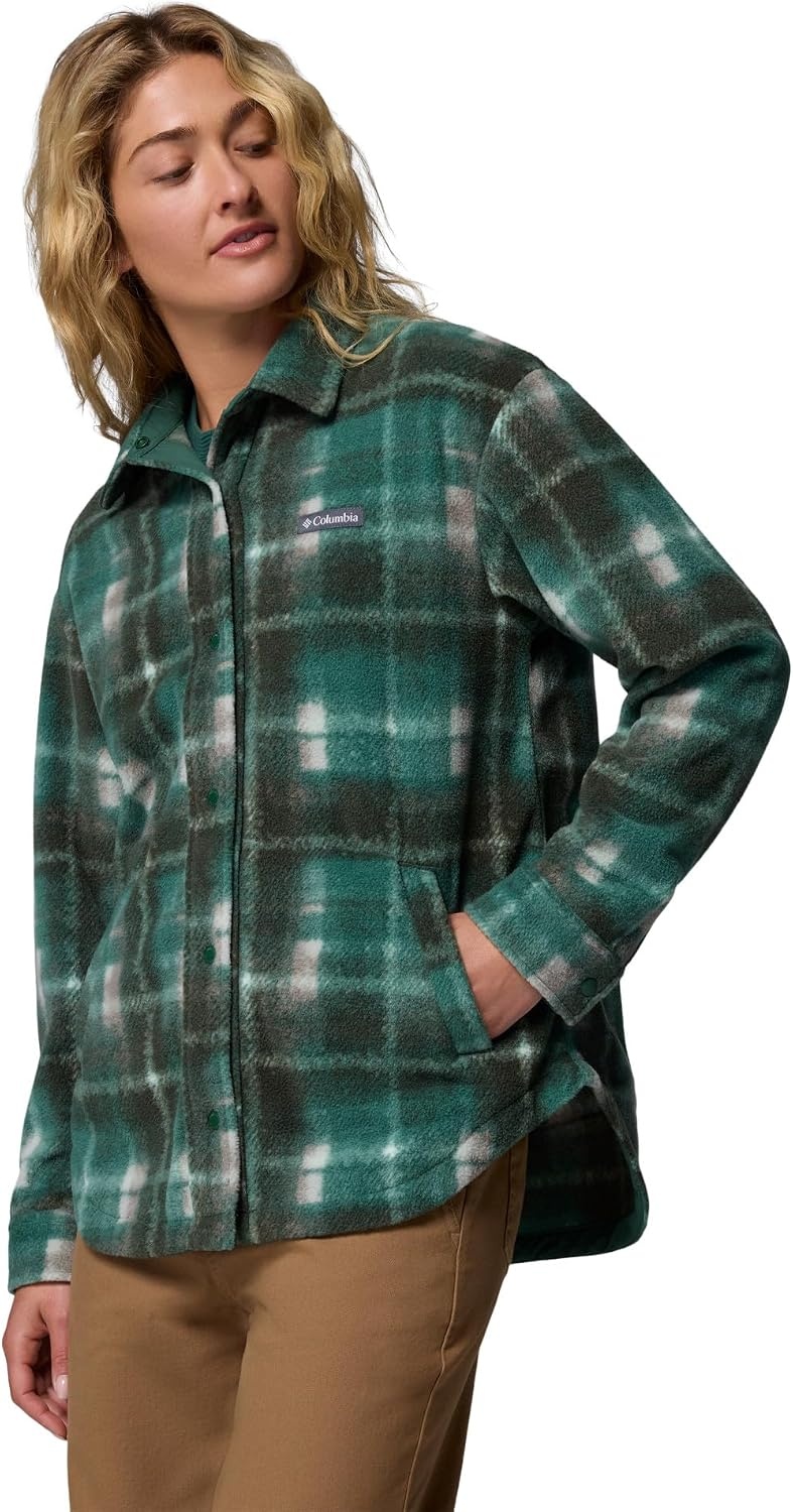 image:imageColumbia Damen Benton Springs Shirt Jacket 2 Fleecejacke 1er PackRain Forest Omblur