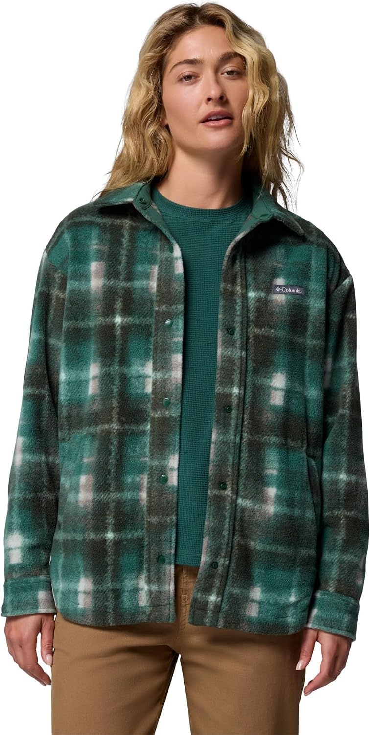 image:imageColumbia Damen Benton Springs Shirt Jacket 2 Fleecejacke 1er PackRain Forest Omblur