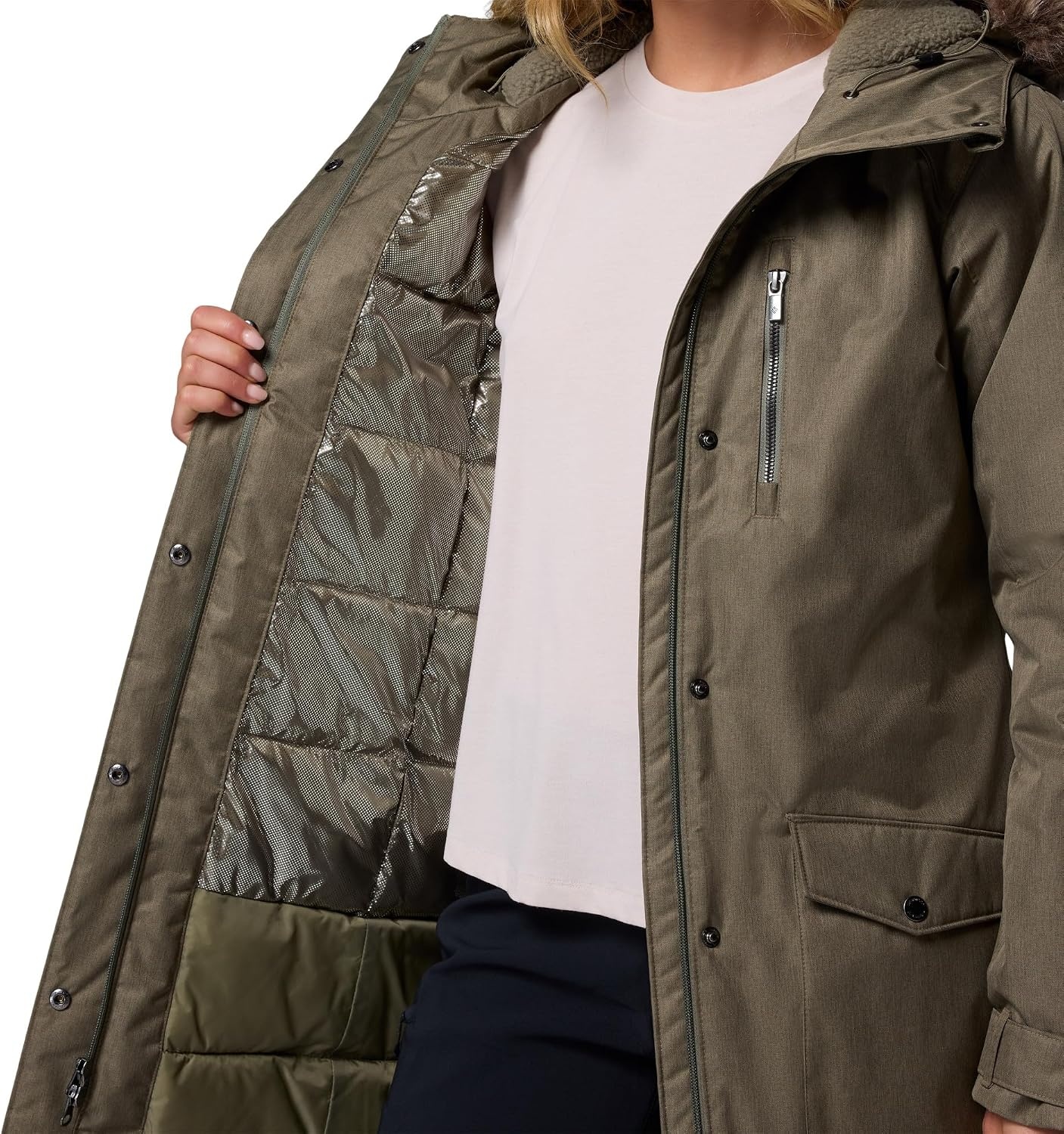 image:imageColumbia Damen Suttle Mountain Long Insulated Jacket Winterjacke 1er PackStone Green