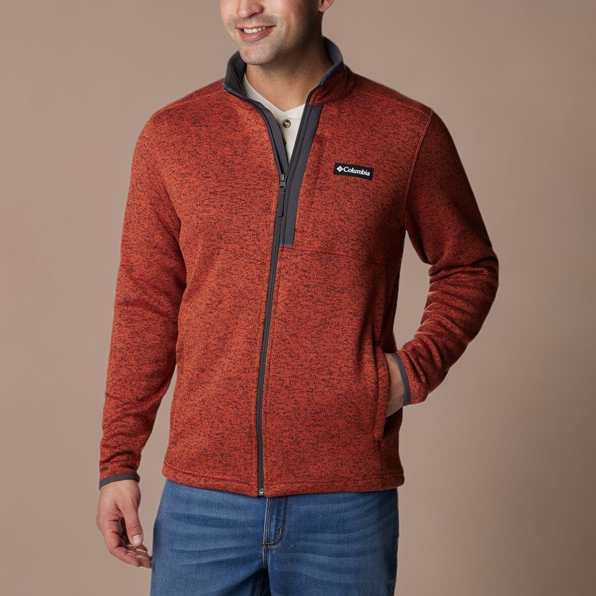 image:imageColumbia Herren Sweater Weather Full Zip Fleecejacke mit durchgehendem ReiverschlussWarp Red Heather
