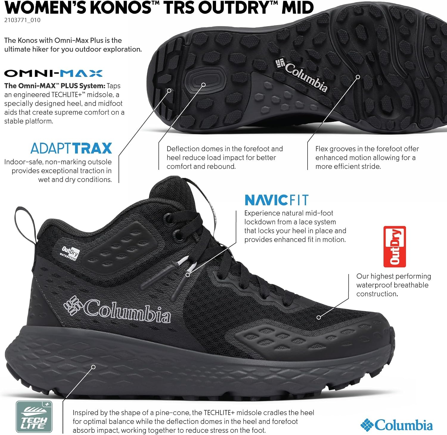 image:imageColumbia Konos TRS Outdry Mid Trekking Und Wanderstiefel fr DamenSchwarz Hai