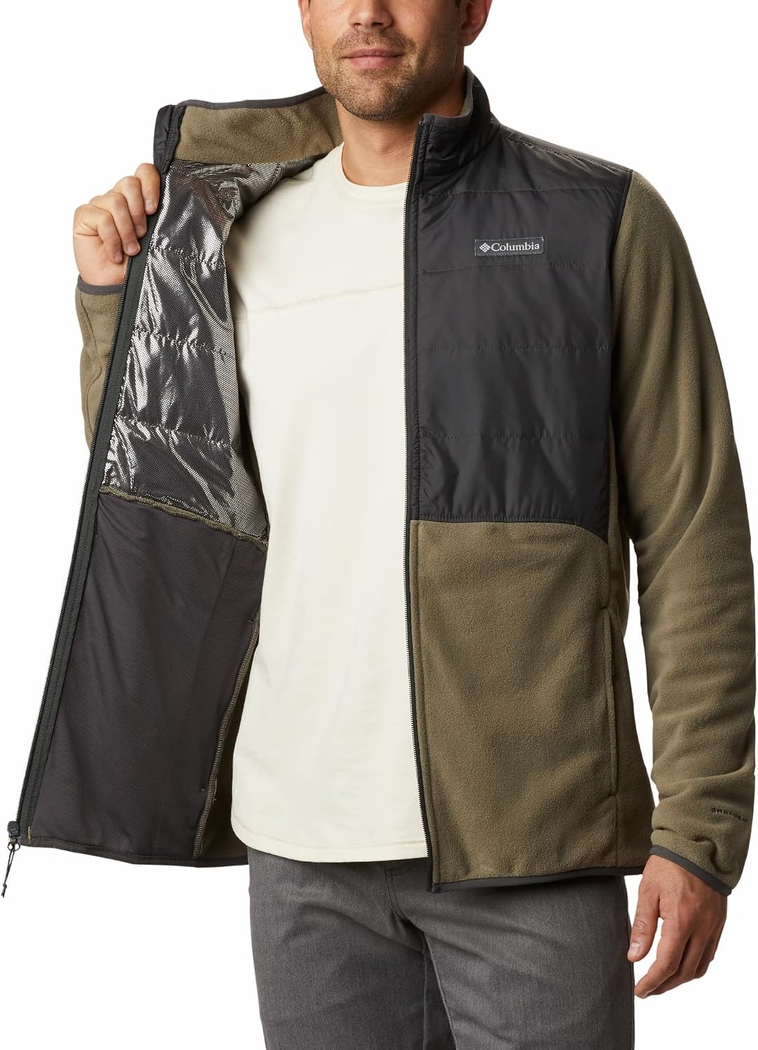image:imageColumbia Mens Basin Butte Fleece Full Zip Full Zip Fleece Jacket Black Size LStone GreenShark