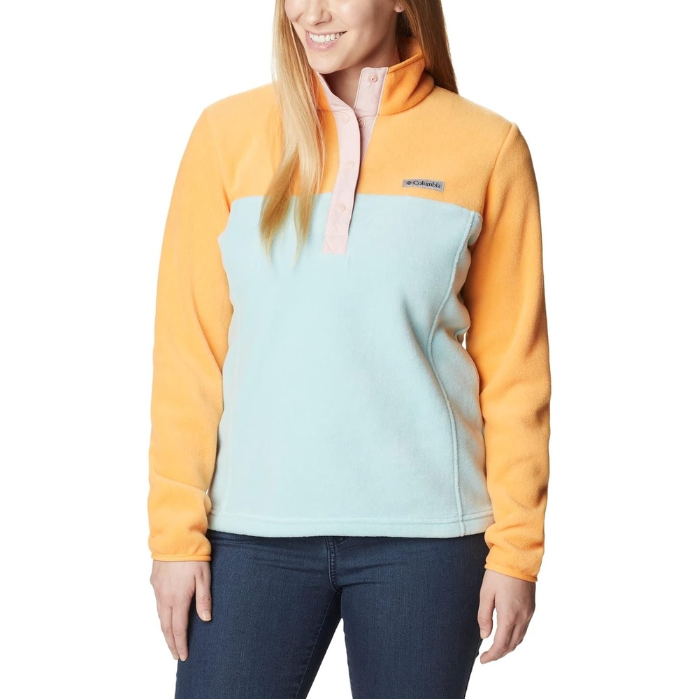 image:imageColumbia Benton Springs 12 Snap Pull Over II Fleece Pullover fr DamenAqua Haze Sunset Peach Dusty Pink