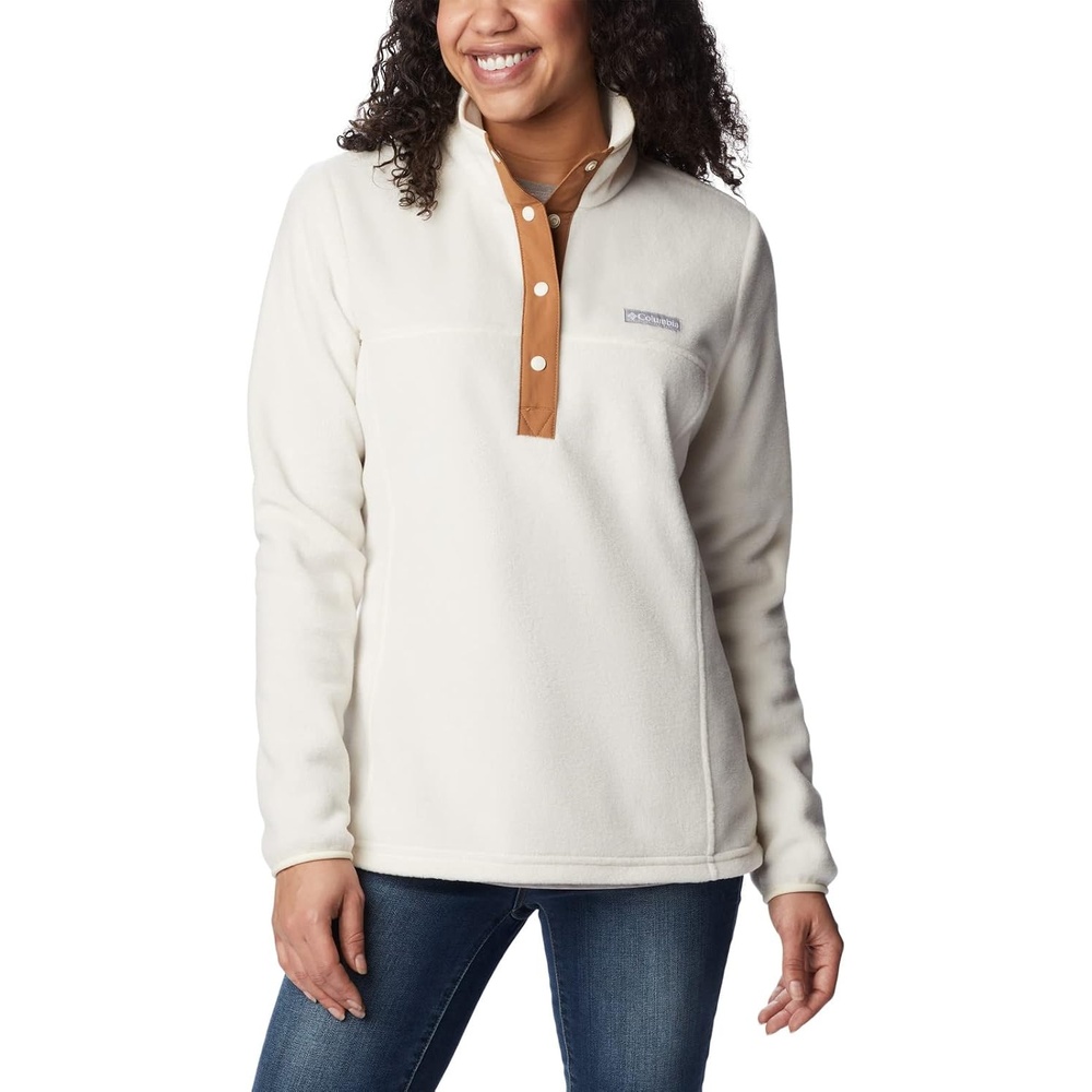 image:imageColumbia Benton Springs 12 Snap Pull Over II Fleece Pullover fr DamenChalkChalkCamel Brown