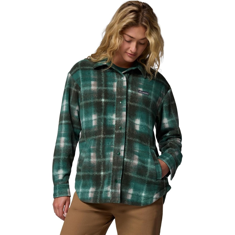image:imageColumbia Damen Benton Springs Shirt Jacket 2 Fleecejacke 1er PackRain Forest Omblur