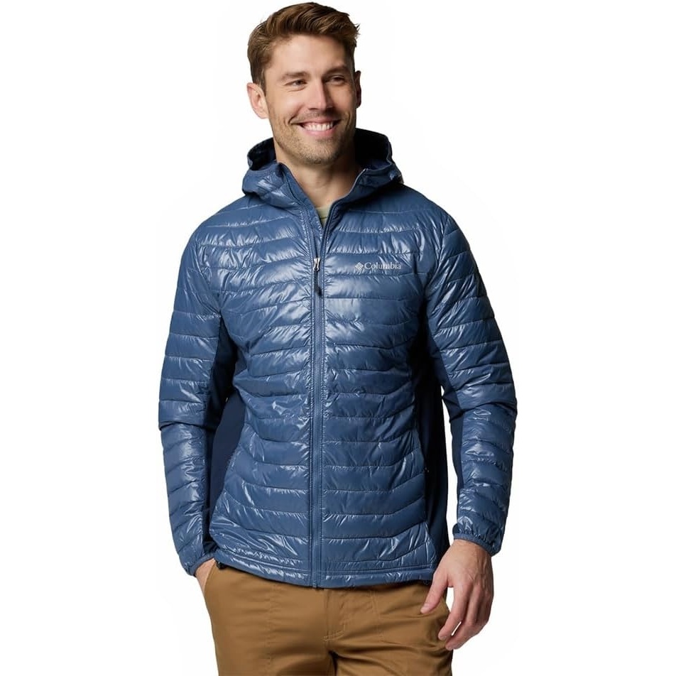 image:imageColumbia Powder Pass Hybrid Hooded Jacket Steppjacke mit Kapuze fr HerrenDark MountainCollegiate Navy