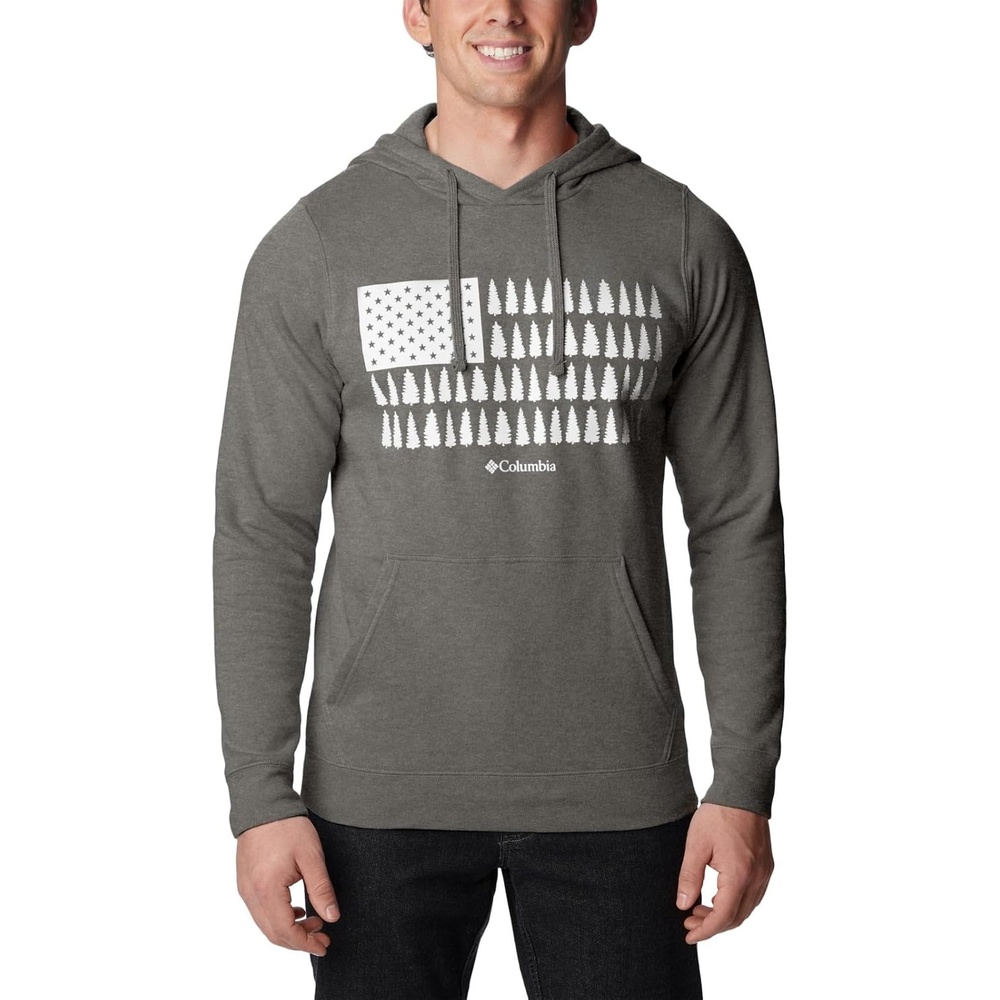 image:imageColumbia Trek Hoodie Hoodie fr HerrenCharcoal Heather  Treeline Flag Graphic