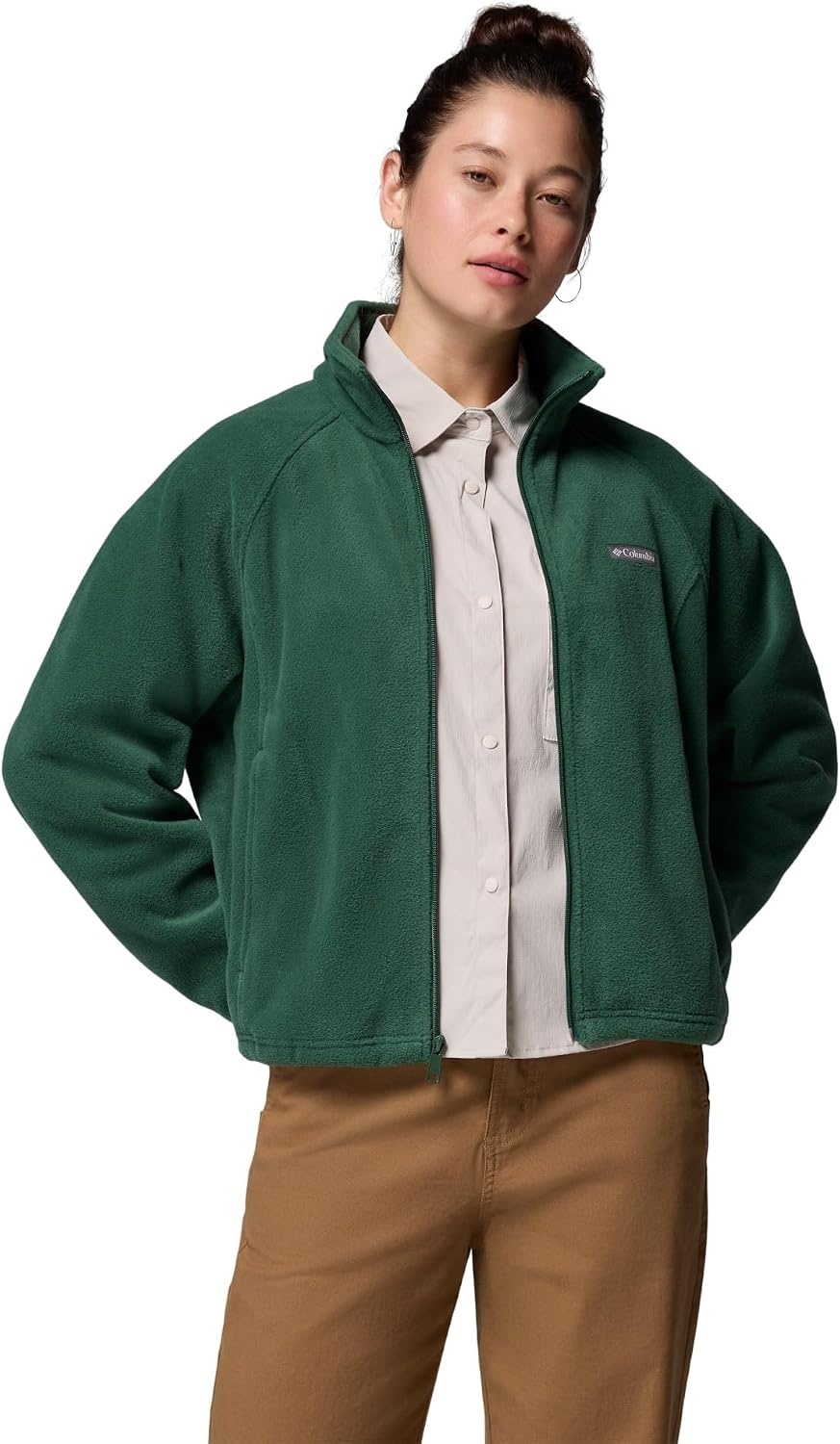 image:imageColumbia Damen Benton Springs Relaxed Full Zip Fleecejacke mit durchgehendem ReiverschlussRegenwald