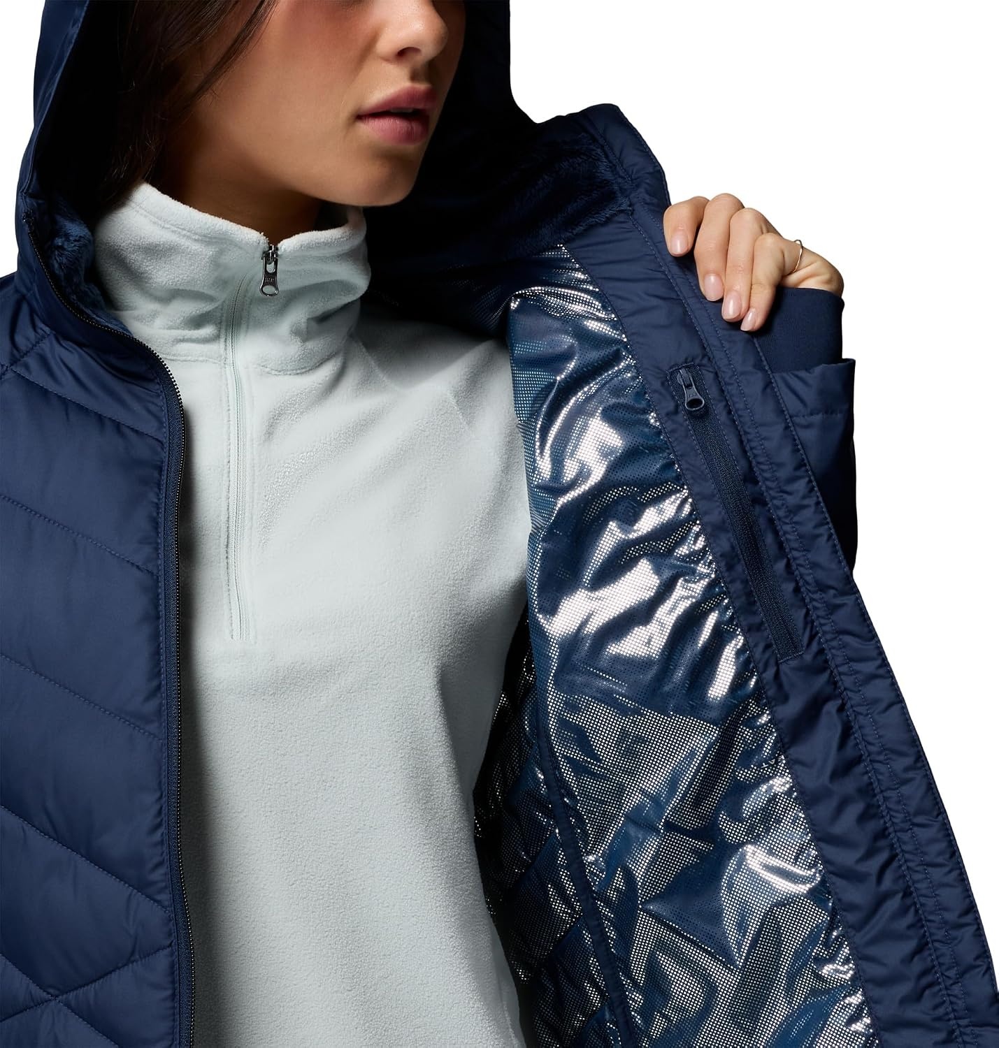 image:imageColumbia Damen Heavenly Hooded Jacket Pufferjacke mit Kapuze 1er PackCollegiate Navy