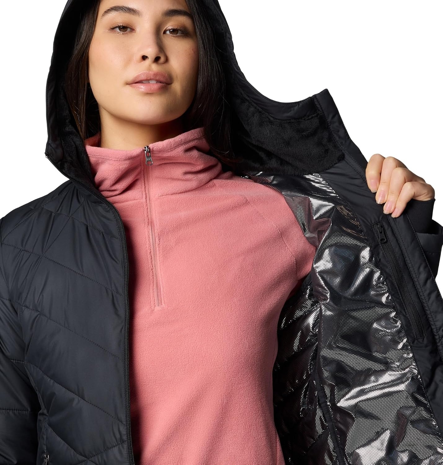 image:imageColumbia Damen Heavenly Hooded Jacket Pufferjacke mit Kapuze 1er PackSchwarz