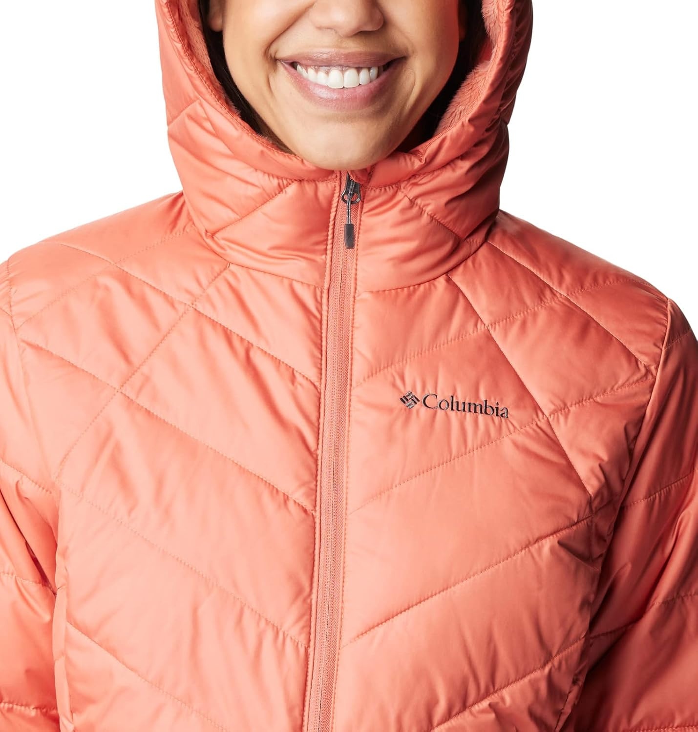 image:imageColumbia Damen Heavenly Hooded Jacket Pufferjacke mit Kapuze 1er PackVerblasster Pfirsich