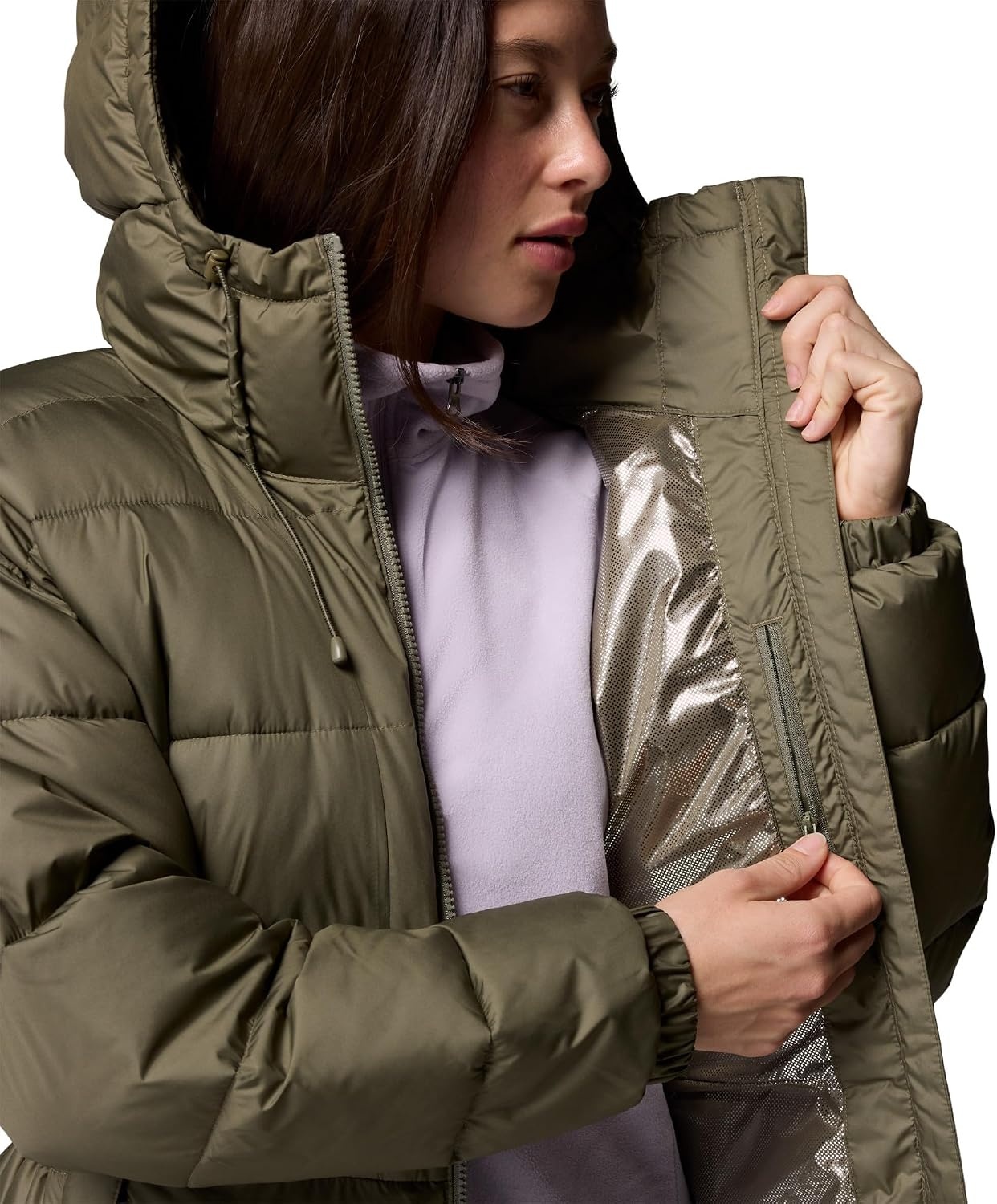 image:imageColumbia Damen Pike Lake 3 Long Jacket Pufferjacke mit Kapuze 1er PackStone Green