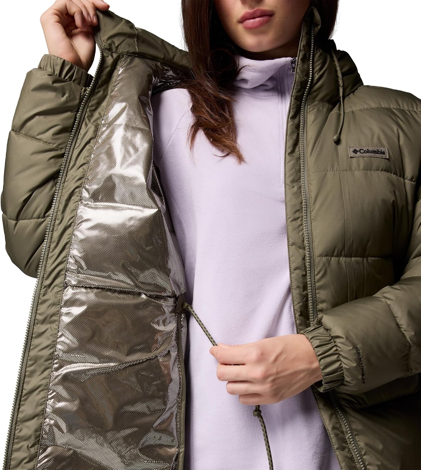 image:imageColumbia Damen Pike Lake 3 Long Jacket Pufferjacke mit Kapuze 1er PackStone Green
