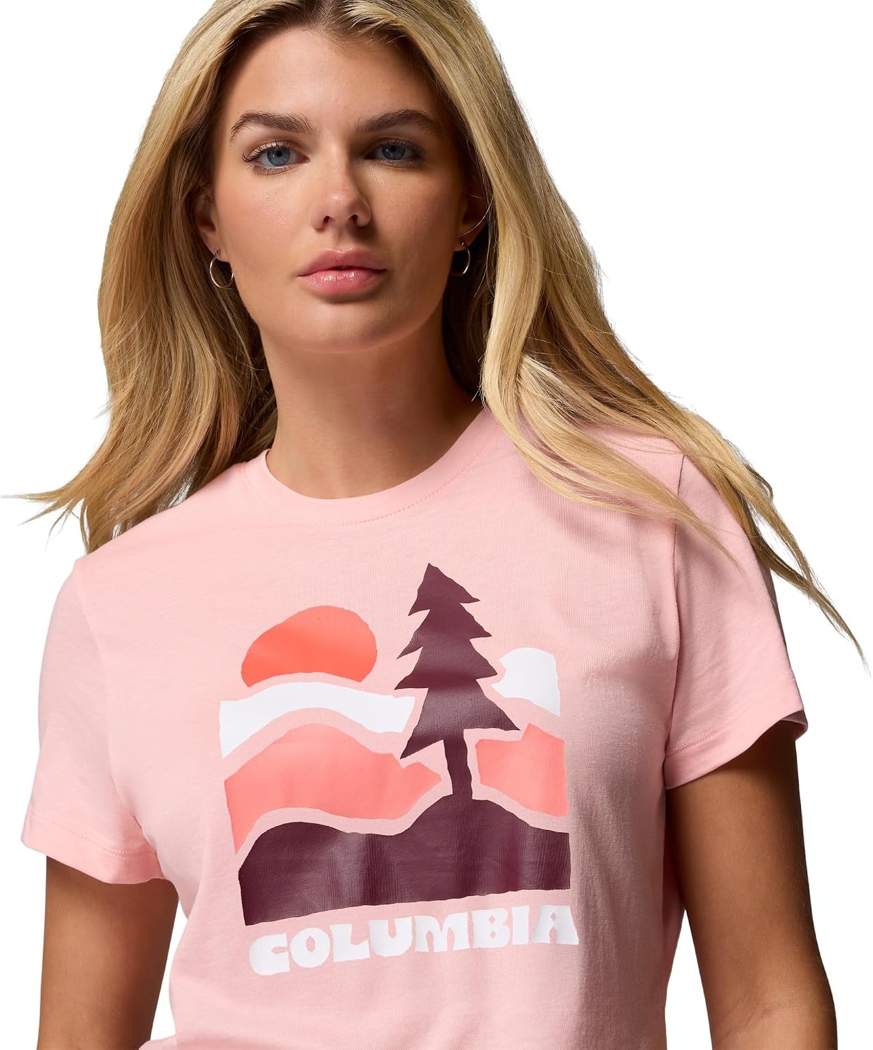 image:imageColumbia Damen Ruby Springs Graphic Fitted Short Sleeve Kurzrmeliges TShirt 1er PackPink Sand Get Hiked