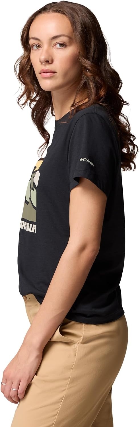 image:imageColumbia Damen Ruby Springs Graphic Fitted Short Sleeve Kurzrmeliges TShirt 1er PackSchwarz Get Hiked