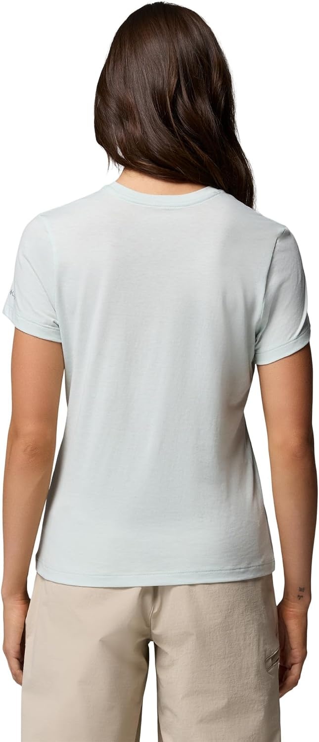 image:imageColumbia Damen Ruby Springs Graphic Fitted Short Sleeve Kurzrmeliges TShirt 1er PackTea Light Moonlit Hillscape