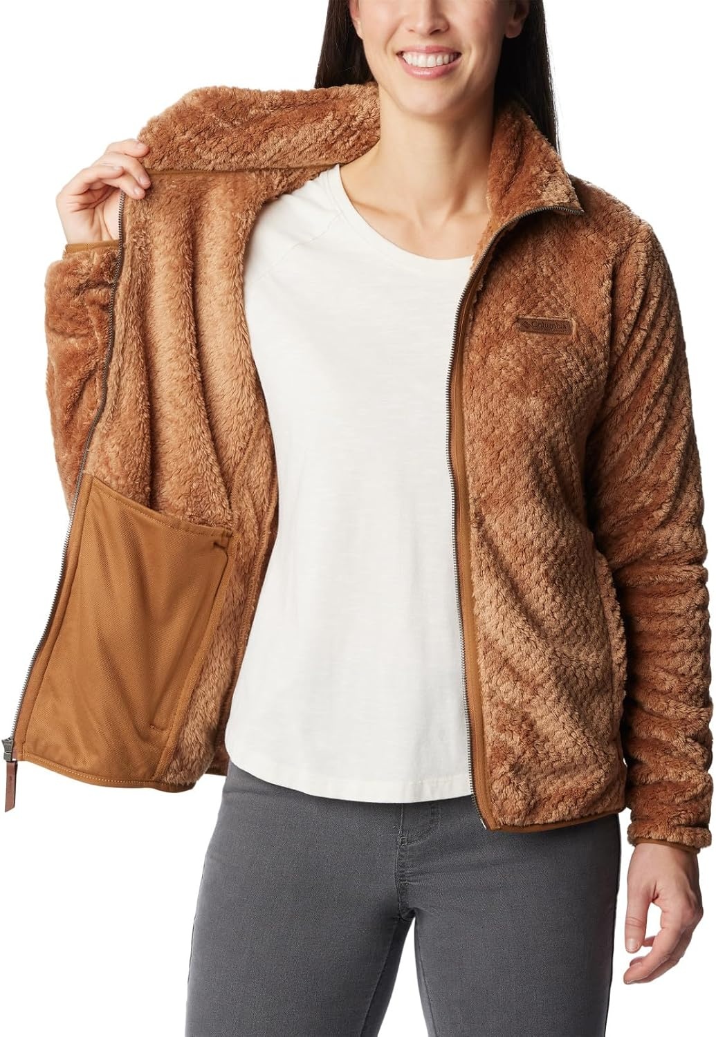 image:imageColumbia Fire Side II Sherpa Full Zip Fleecejacke mit durchgehendem Reiverschluss fr DamenCamel Brown