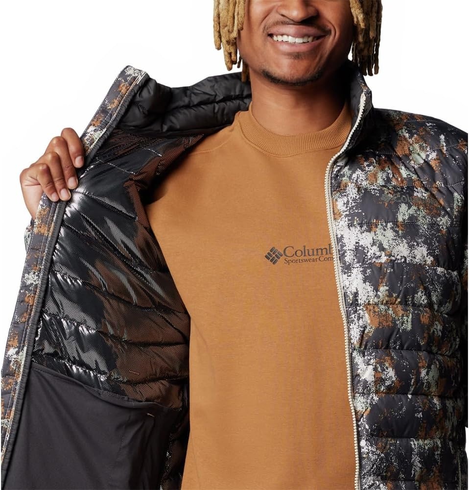 image:imageColumbia Herren Powder Lite 2 Bedruckte Jacke Pufferjacke 1er PackDark Stone Timberwildaufdruck