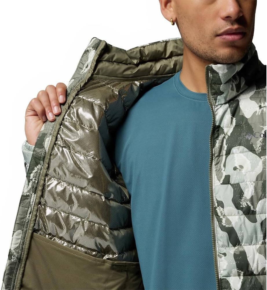 image:imageColumbia Herren Powder Lite 2 Bedruckte Jacke Pufferjacke 1er PackSteingrner TreebarkDruck