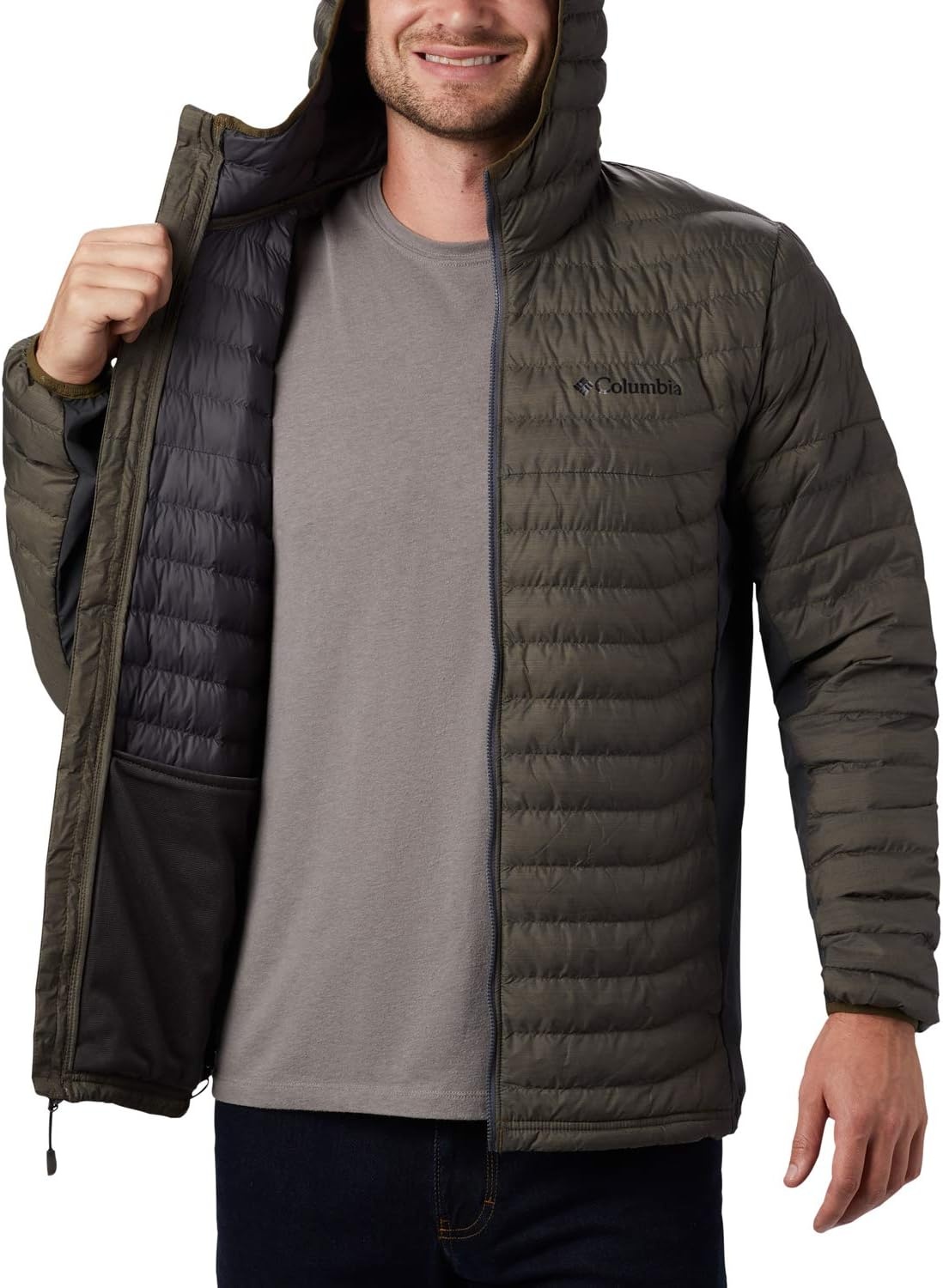 image:imageColumbia Powder Pass Hooded Jacket Steppjacke mit Kapuze fr HerrenNew Olive Heather