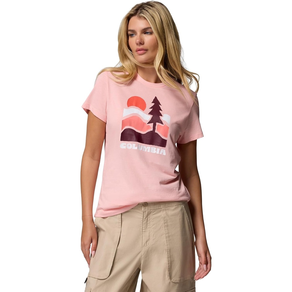 image:imageColumbia Damen Ruby Springs Graphic Fitted Short Sleeve Kurzrmeliges TShirt 1er PackPink SandGet Hiked