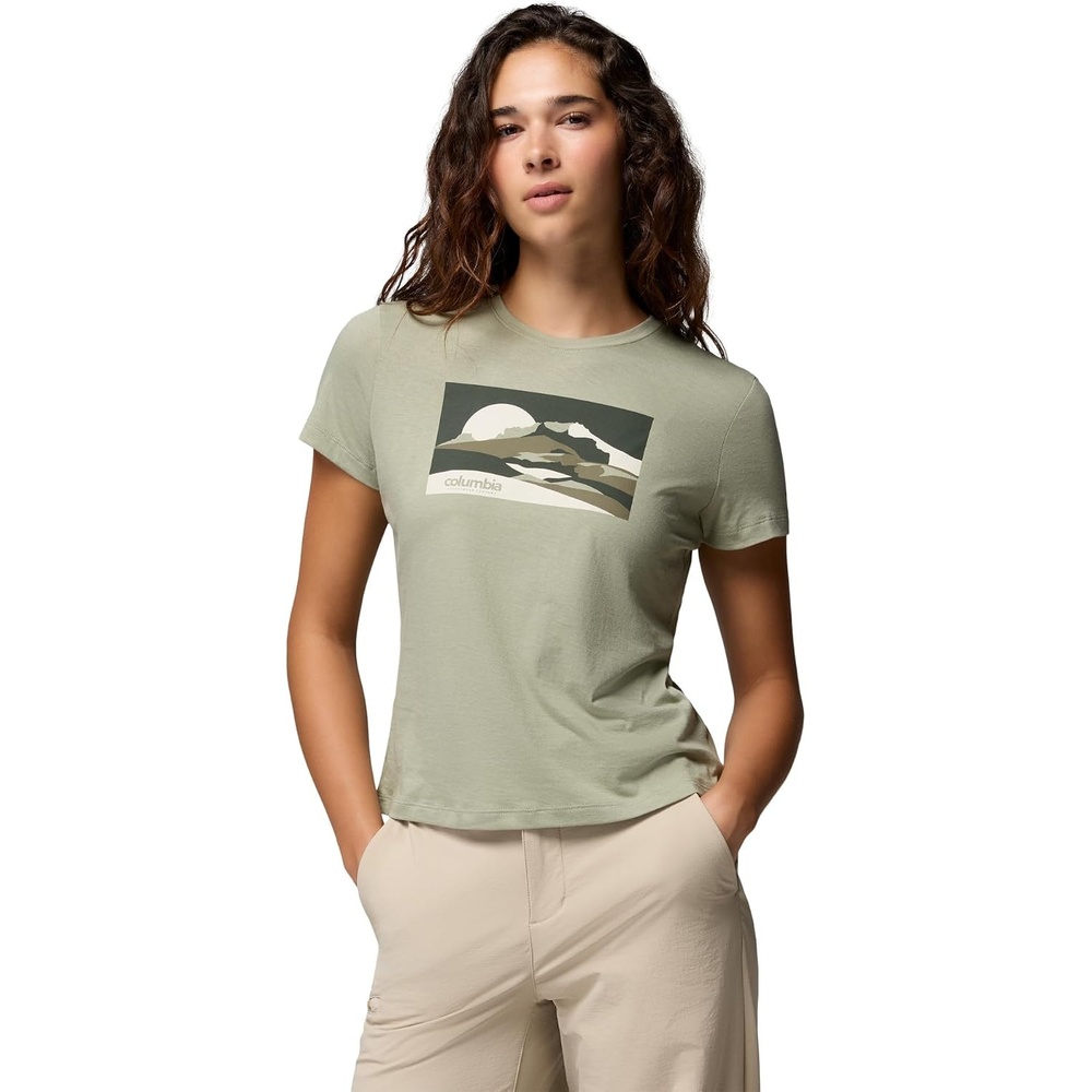 image:imageColumbia Damen Ruby Springs Graphic Fitted Short Sleeve Kurzrmeliges TShirt 1er PackSafari Moonlit Hillscape