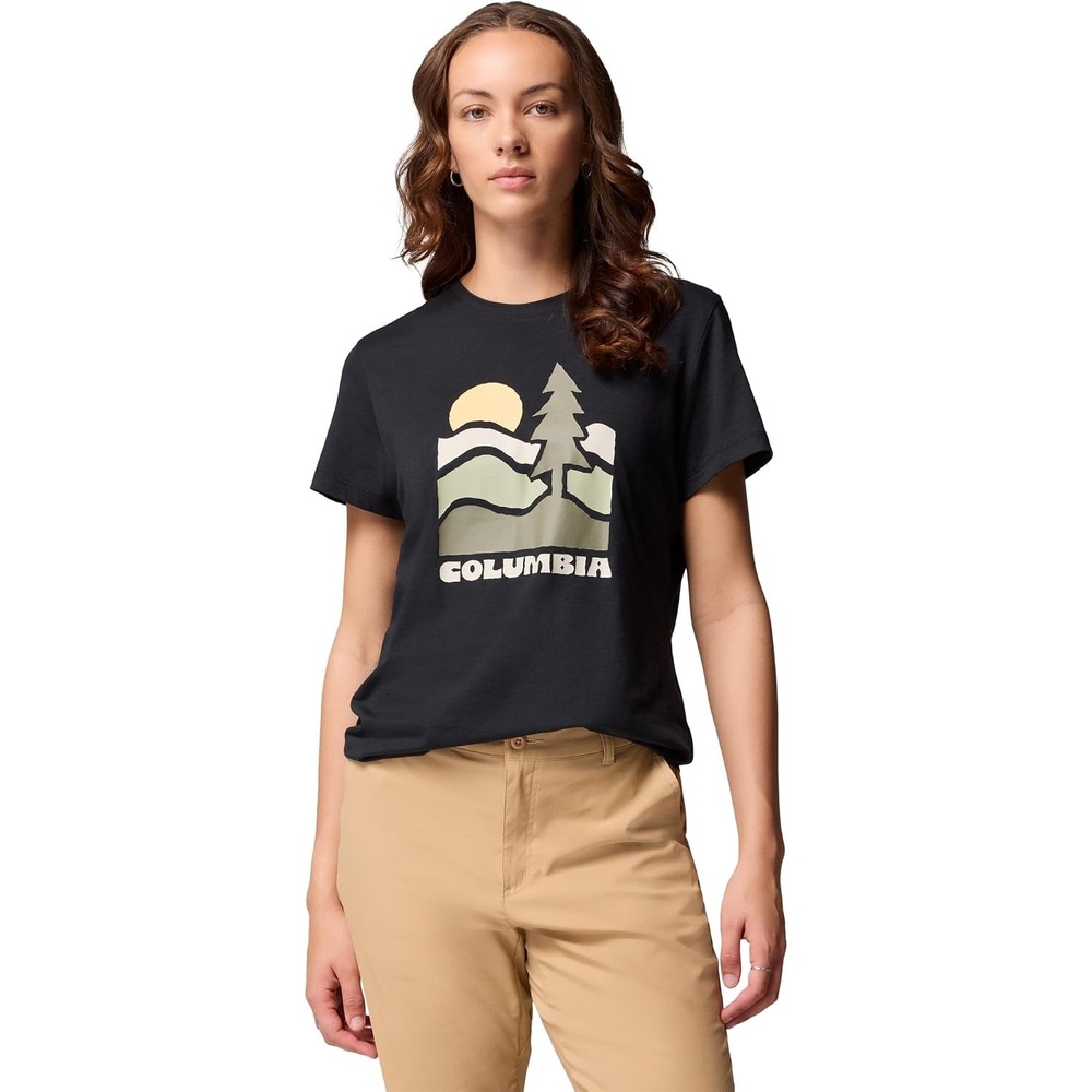 image:imageColumbia Damen Ruby Springs Graphic Fitted Short Sleeve Kurzrmeliges TShirt 1er PackSchwarz Get Hiked