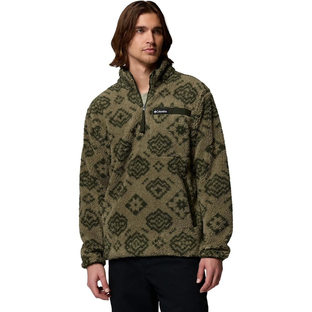 image:imageColumbia Herren Rugged Ridge High Pile Half Zip FleeceberzugStone Green Checked Out Greenscape